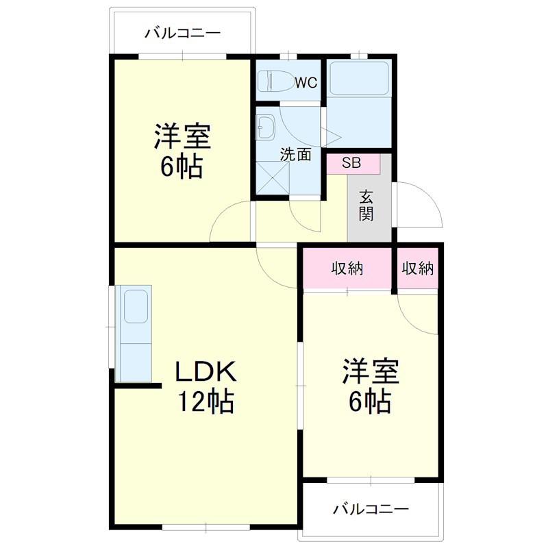 ユートピア四季(2LDK/2階)の間取り写真