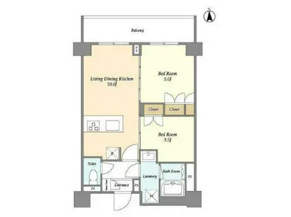 ディームス横濱神之木台(2DK/4階)の間取り写真