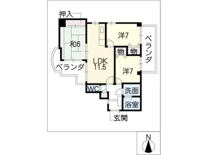 ペルテ金城(3LDK/7階)の間取り写真
