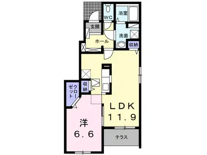 ボヌールメゾン篠山(1LDK/1階)の間取り写真