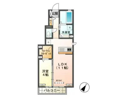 アイコート金古曽(1LDK/1階)の間取り写真