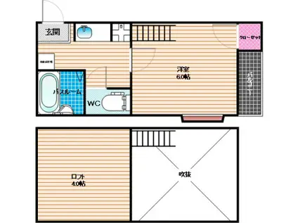 ベリー高宮(1K/2階)の間取り写真