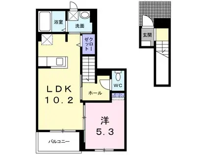 ラフレシール桜(1LDK/2階)の間取り写真