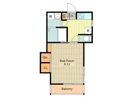 S.神楽坂(1K/2階)の間取り写真