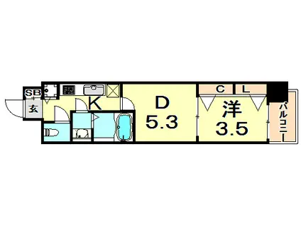 ラヴ神戸三宮(2K/6階)の間取り写真