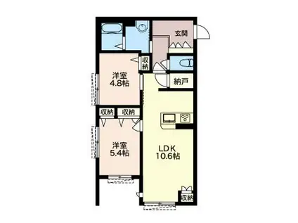 メゾンロッソ(2LDK/1階)の間取り写真