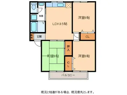 ハイツかわばた(3DK/2階)の間取り写真