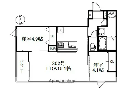 NEXUS姪浜(2LDK/2階)の間取り写真