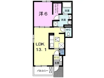 ファイン ヴィラ III A(1LDK/1階)の間取り写真