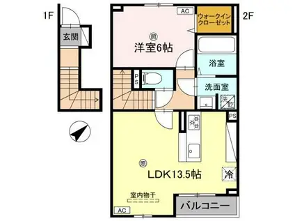 CASA LIBER(1LDK/2階)の間取り写真