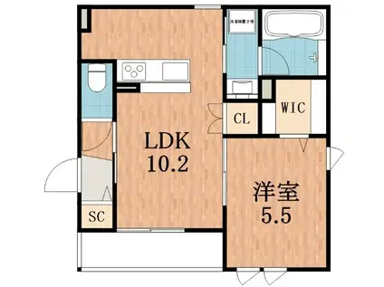 ウエスト PAGO I(1LDK/1階)の間取り写真