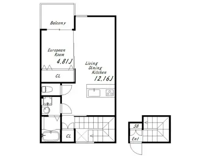 ブロンテ舞子台(1LDK/2階)の間取り写真