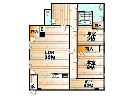 ベルガ前田(2SLDK/3階)の間取り写真