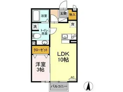 モナリエ(1LDK/2階)の間取り写真