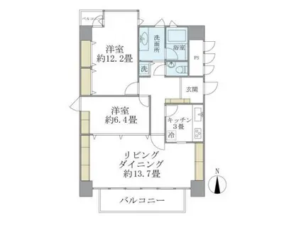 グラン・アクス麹町(2LDK/5階)の間取り写真