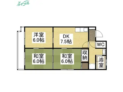 成広京町マンション(3DK/7階)の間取り写真