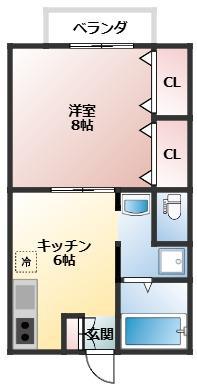 パールハイツ(1K/1階)の間取り写真