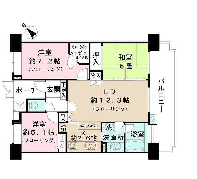 ダイアパレス南鳩ヶ谷グランエール(3LDK/13階)の間取り写真