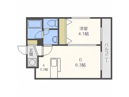 MAHALO OHASHI HOKUDAI (1LDK/4階)の間取り写真
