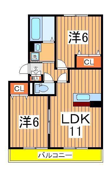ル・シエル(2LDK/1階)の間取り写真