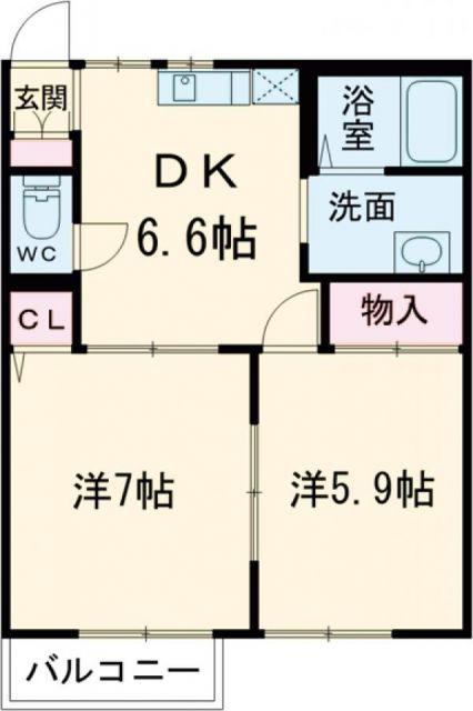 フレグランスセフィラ(2DK/2階)の間取り写真