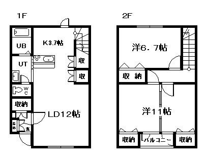 ツインクル末広(2LDK/1階)の間取り写真