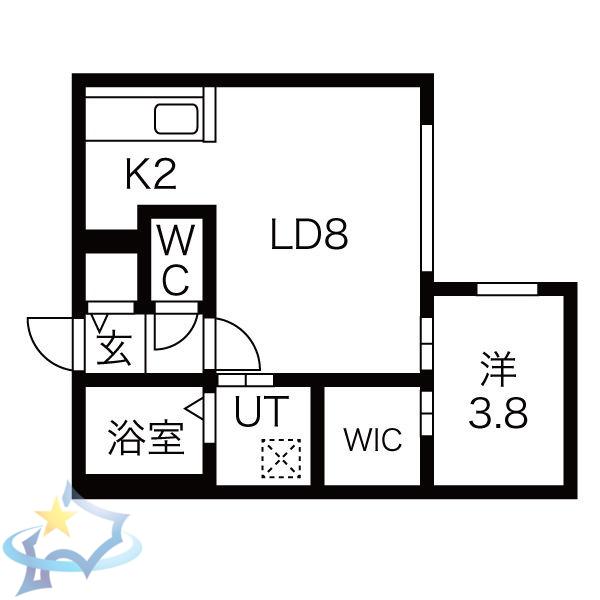 HILLS SAPPORO II(1LDK/2階)の間取り写真