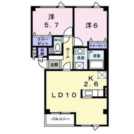 コリーヌ.ビラ(2LDK/1階)の間取り写真