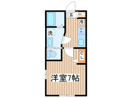 グロウランスBLANC(1K/1階)の間取り写真