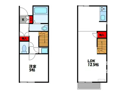 レオネクストかよいちょう(1LDK/1階)の間取り写真