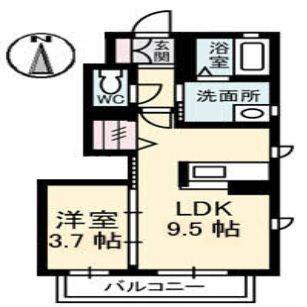 シャーメゾンパピヨン(1LDK/1階)の間取り写真