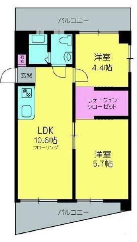 甲南メゾン春日(2LDK/2階)の間取り写真