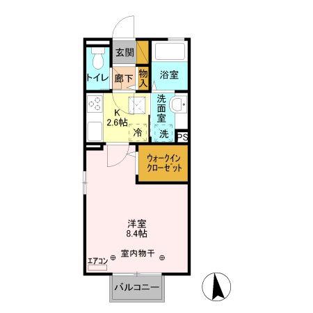 オプティマールB(1K/1階)の間取り写真