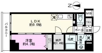 アイル プレミアム東京西新井(1SLDK/5階)の間取り写真