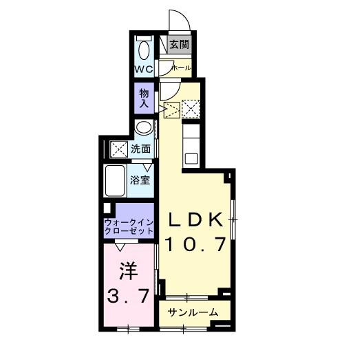カーサルーチェ(1LDK/1階)の間取り写真