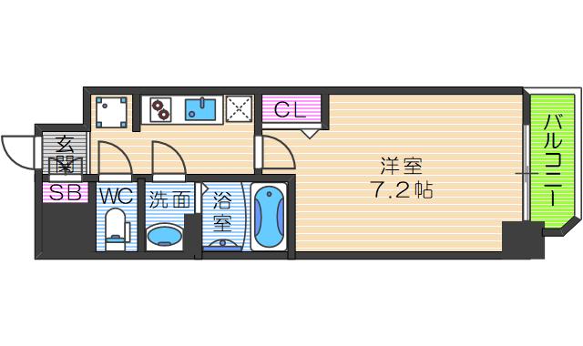 ファステートNAMBA華月(1K/3階)の間取り写真