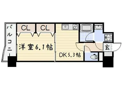 ニューシティアパートメンツ南小倉II(1DK/8階)の間取り写真