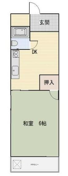関本ビル(1DK/4階)の間取り写真
