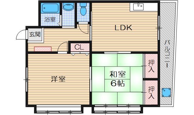 ひかりハイツ(2LDK/1階)の間取り写真