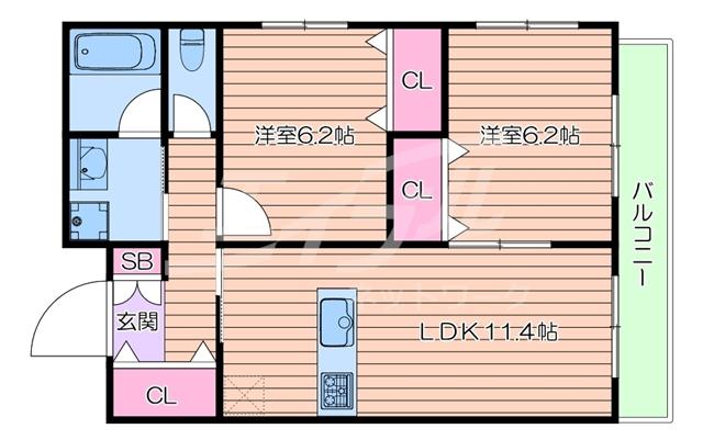 S.DESIGN SHOJAKU(2LDK/1階)の間取り写真