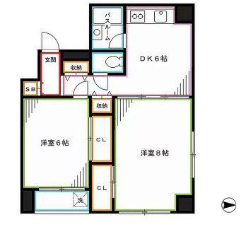 青麦ビル(2DK/3階)の間取り写真