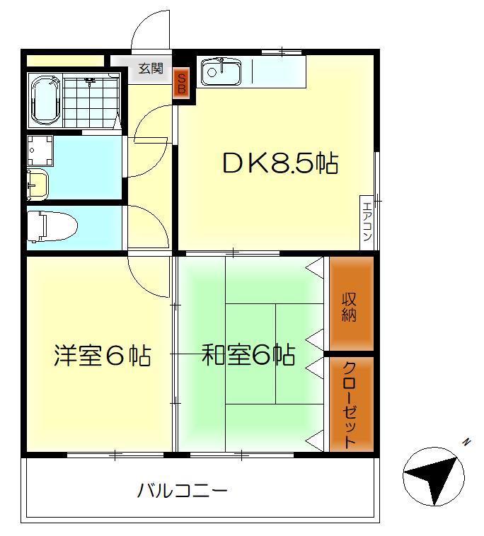 ベルデコート(2DK/2階)の間取り写真