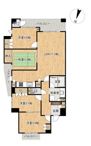 コアマンション島瀬ネクステージ(4LDK/13階)の間取り写真