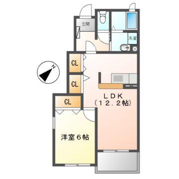 レ・フルーレット(1LDK/1階)の間取り写真