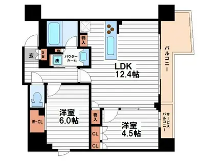STANDZ四天王寺夕陽丘(2LDK/4階)の間取り写真