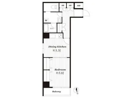 ライオンズマンション新富町第2(1DK/6階)の間取り写真