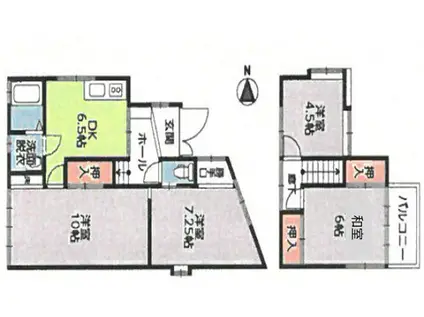 東深津町5丁目貸戸建て(4DK/1階)の間取り写真