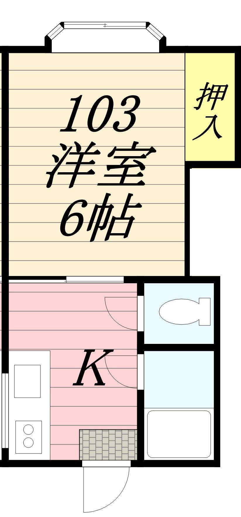 ハイム入沢I(1K/2階)の間取り写真