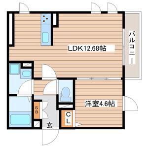 LUANA・AIR・RESIDENCE宮町(1LDK/1階)の間取り写真