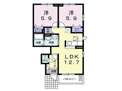 フルハウス(2LDK/1階)の間取り写真